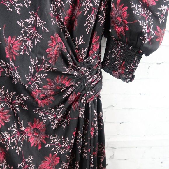 CINQ A SEPT RASPBERRY MULTI TUMBLED DAISY KACY V NECK MAXI DRESS SIZE 0 NWT - Picture 14 of 16